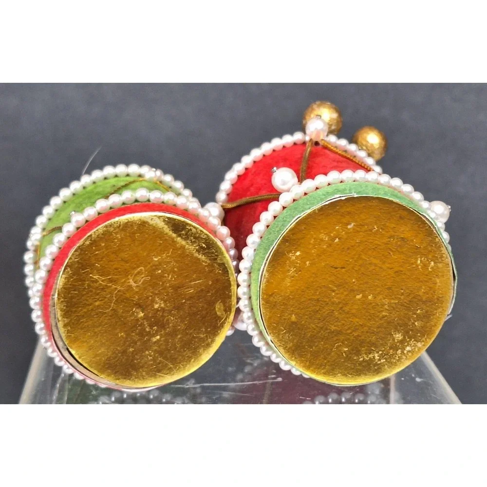 Lot Of 2 Made In‎ Japan Xmas Cardboard Drum Ornaments